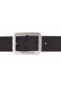 Tom Tailor - TOM TAILOR MĘSKI PASEK SKÓRZANY NA BOLEC SKÓRA TG1008R15/790 40mm Gurtel BLACK. Materiał: skóra