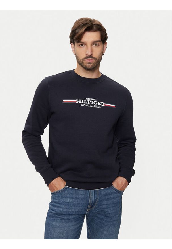 TOMMY HILFIGER - Tommy Hilfiger Bluza MW0MW35530 Granatowy Regular Fit. Kolor: niebieski. Materiał: syntetyk, bawełna