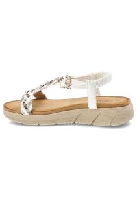 Sandały damskie Artiker, cholewka z materiału elastyczny pasek na pięcie plecione detale, białe, 58C0003. Zapięcie: pasek. Kolor: biały. Materiał: materiał #3