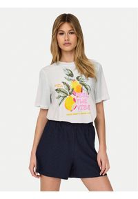 only - ONLY T-Shirt Bilins 15320615 Biały Regular Fit. Kolor: biały. Materiał: syntetyk, bawełna #1