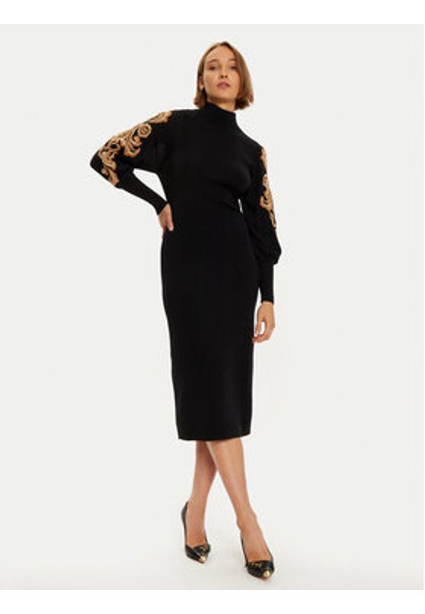 Luisa Spagnoli Sukienka dzianinowa Maioliche 58400 Czarny Loose Fit. Kolor: czarny. Materiał: wełna