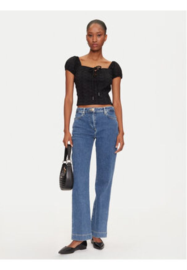 Guess Bluzka W5GP13 KCVA1 Czarny Slim Fit. Kolor: czarny. Materiał: bawełna