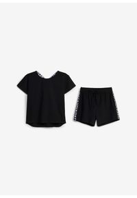 bonprix - T-shirt i szorty z mieszanki bawełny organicznej (2 części). Okazja: na co dzień. Kolor: czarny. Materiał: bawełna. Sezon: lato. Styl: casual #2