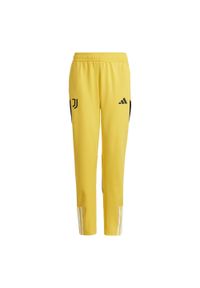 Spodnie do piłki nożnej dla dzieci Adidas Juventus Tiro 23 Training Kids. Kolor: beżowy, wielokolorowy, żółty. Materiał: dresówka, materiał. Sport: piłka nożna