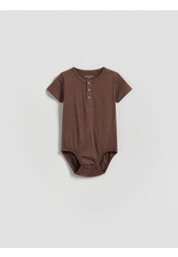 Reserved - Bawełniane body - ciemnofioletowy. Kolor: fioletowy. Materiał: bawełna