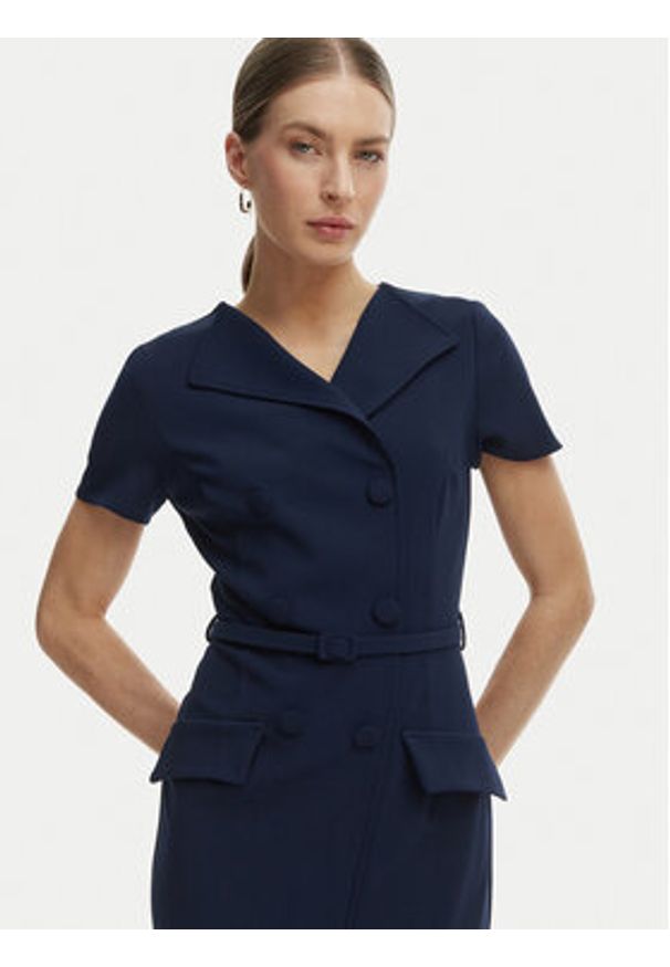 Rinascimento Sukienka koktajlowa CFC0127893003 Granatowy Slim Fit. Kolor: niebieski. Materiał: syntetyk. Styl: wizytowy