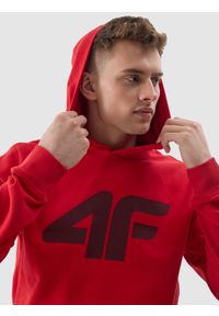 4f - 4F Bluza dresowa nierozpinana z kapturem męska - czerwona XXL. Okazja: na co dzień. Typ kołnierza: kaptur. Kolor: czerwony. Materiał: dresówka. Wzór: ze splotem, nadruk, gładki. Styl: casual, sportowy #2