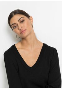 bonprix - Cienki sweter z mieszanki wiskozy. Kolor: czarny. Materiał: dzianina, wiskoza. Wzór: gładki, ze splotem #3