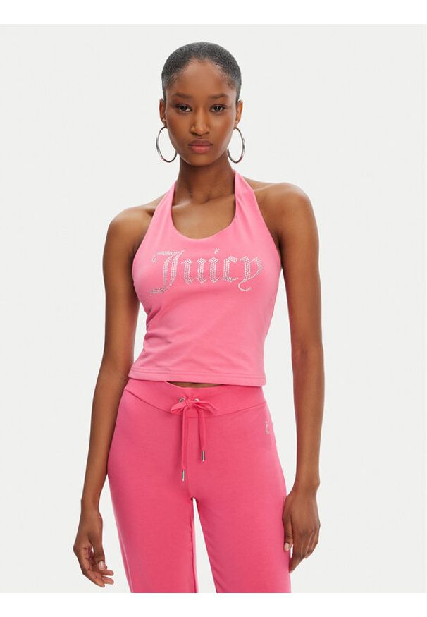 Juicy Couture Top Tied JCWCT125306 Różowy Slim Fit. Kolor: różowy. Materiał: bawełna