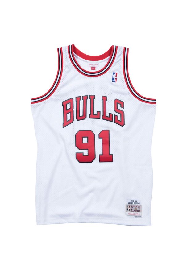 Koszulka męska do koszykówki Mitchell & Ness Chicago Bulls NBA Dennis Rodman. Kolor: biały. Sport: koszykówka