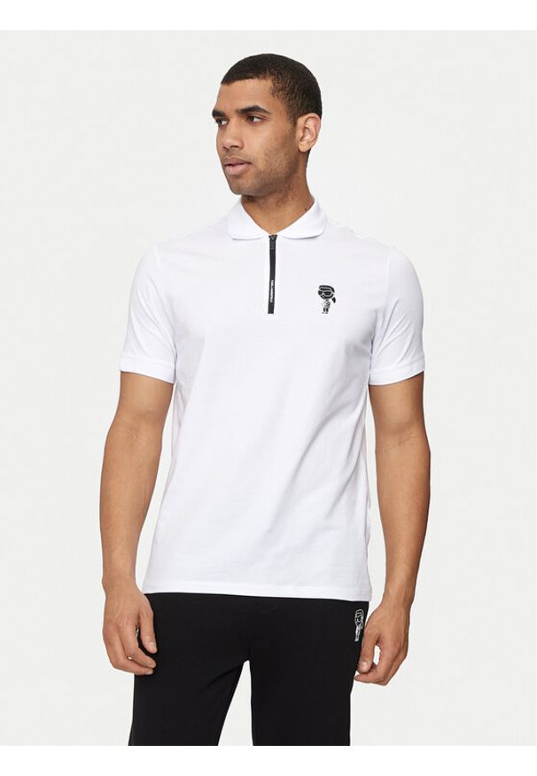 Karl Lagerfeld - KARL LAGERFELD Polo 745400 543221 Biały Regular Fit. Typ kołnierza: polo. Kolor: biały. Materiał: bawełna