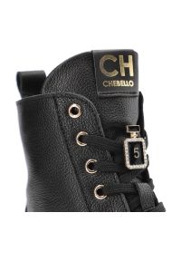 Czarne Botki CheBello Skórzane Buty Damskie. Okazja: na co dzień. Zapięcie: sznurówki. Kolor: czarny. Materiał: skóra. Szerokość cholewki: normalna. Styl: casual #6