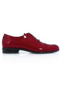 Modini - Bordowe/czerwone obuwie męskie T158. Kolor: czerwony. Materiał: skóra, syntetyk. Styl: klasyczny, wizytowy