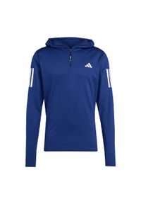 Adidas - Bluza z kapturem Own The Run Winterized Hooded Half-Zip. Typ kołnierza: kaptur. Kolor: niebieski. Technologia: ClimaWarm (Adidas). Sport: bieganie #2