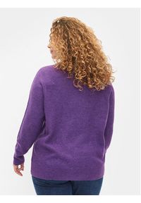 Zizzi Sweter CA61192A Fioletowy Regular Fit. Kolor: fioletowy. Materiał: syntetyk #6