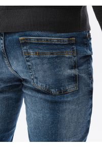 Ombre Clothing - Spodnie jeansowe męskie SLIM FIT P1023 - niebieskie - XL. Okazja: na co dzień. Kolor: niebieski. Materiał: jeans. Styl: casual, klasyczny #7