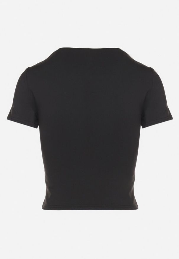 Born2be - Czarny T-shirt Krótki z Wiskozą Eframera. Okazja: na co dzień. Kolor: czarny. Materiał: wiskoza. Długość: krótkie. Styl: klasyczny, elegancki, casual