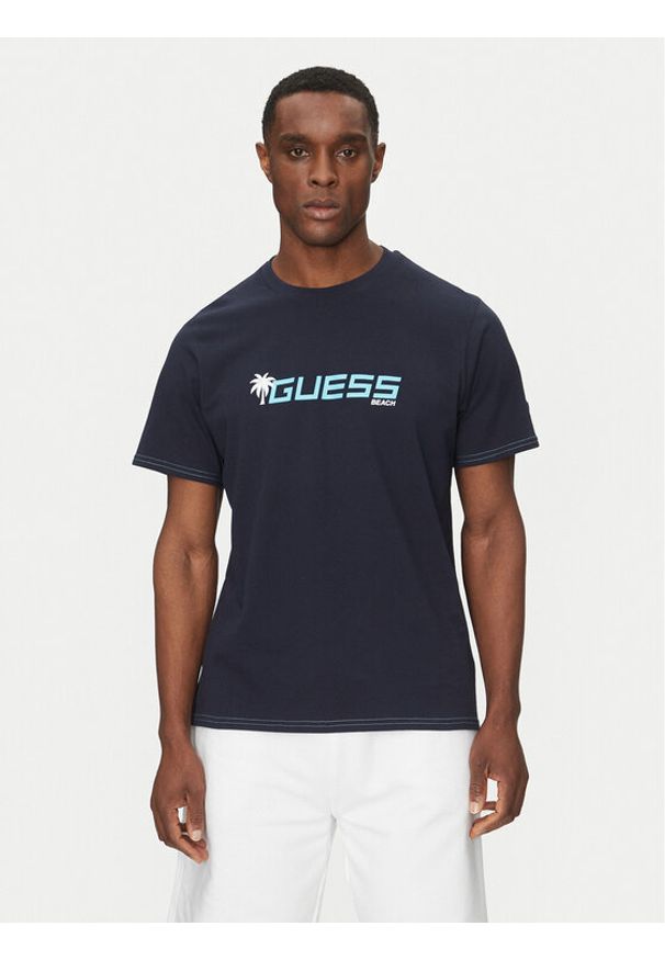 Guess T-Shirt F5GI06 I3Z14 Granatowy Regular Fit. Kolor: niebieski. Materiał: bawełna