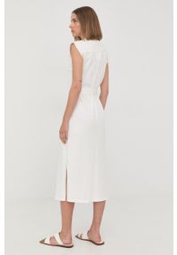 Marella sukienka kolor biały midi prosta. Okazja: na co dzień. Kolor: biały. Materiał: tkanina, dzianina. Typ sukienki: proste. Styl: casual. Długość: midi #3