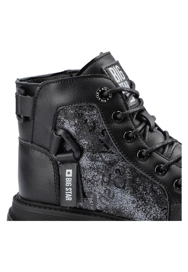 Big-Star - Czarne Kozaki Big Star Dziecięce Ocieplane Buty. Okazja: na co dzień. Zapięcie: sznurówki. Kolor: czarny. Materiał: materiał, skóra ekologiczna, guma. Szerokość cholewki: normalna. Wzór: nadruk. Sezon: zima, jesień. Styl: klasyczny, casual