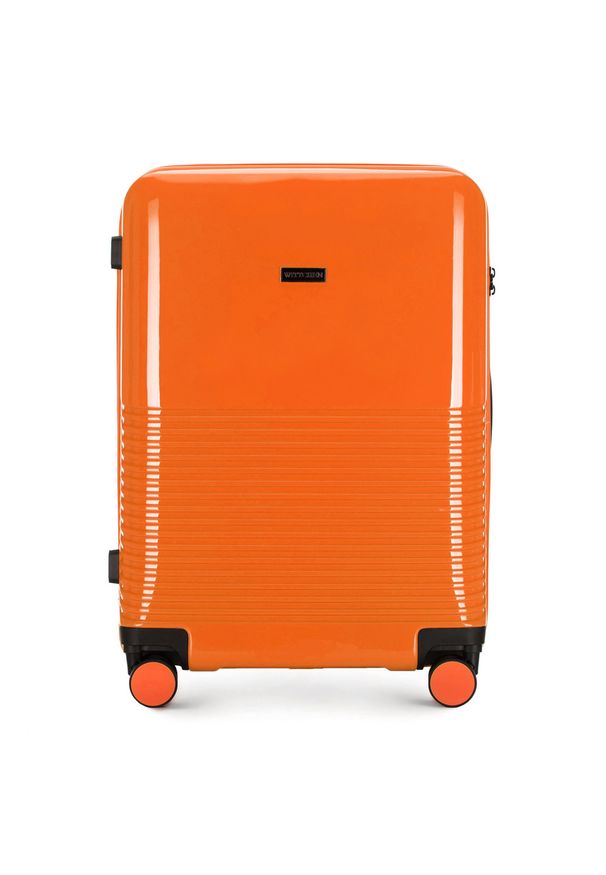 Wittchen - Średnia walizka z ABS-u gęsto tłoczona. Kolor: pomarańczowy. Materiał: guma