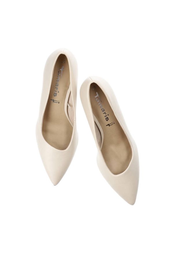 Beżowe Czółenka Tamaris Eleganckie Buty Damskie. Okazja: na co dzień. Zapięcie: bez zapięcia. Kolor: beżowy. Materiał: skóra ekologiczna. Szerokość cholewki: normalna. Obcas: na obcasie. Styl: elegancki. Wysokość obcasa: średni