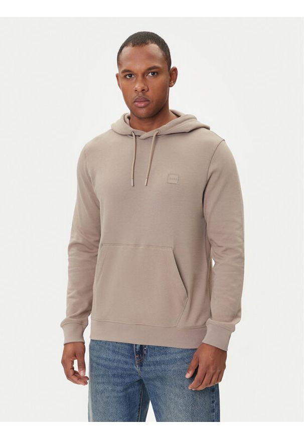 BOSS Bluza Wetalk 50509314 Khaki Regular Fit. Kolor: brązowy. Materiał: bawełna