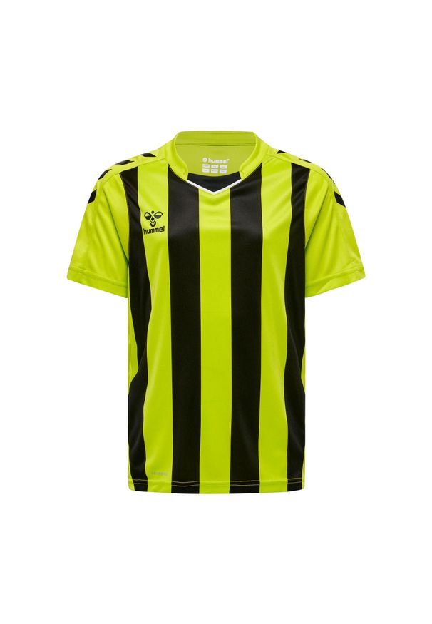 Koszulka dziecięca Hummel Striped. Kolor: czarny, wielokolorowy, zielony. Materiał: tkanina. Wzór: paski