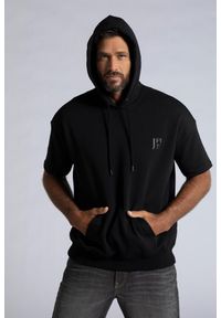 JAY-PI - Męski T-shirt z kapturem QuickDry krótki rękaw. Typ kołnierza: kaptur. Kolekcja: plus size. Kolor: czarny. Materiał: materiał, poliester, bawełna. Długość rękawa: krótki rękaw. Długość: krótkie