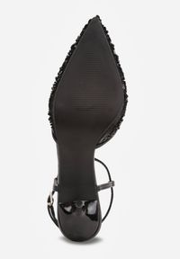 Renee - Czarne Eleganckie Szpilki na Szpilce z Siateczkowym Noskiem z Koralikami Riosira. Zapięcie: pasek. Kolor: czarny. Obcas: na szpilce. Styl: elegancki #7