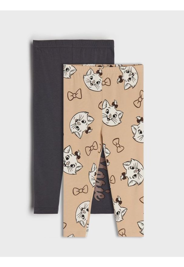 Sinsay - Bawełniane legginsy 2 pack Marie - beżowy. Kolor: beżowy. Materiał: bawełna