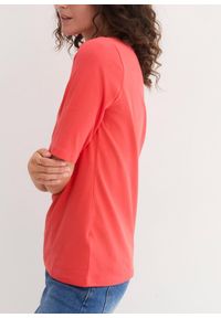 bonprix - Shirt z dekoltem w łódkę, krótki rękaw, z bawełny organicznej. Kolor: czerwony. Materiał: bawełna. Długość rękawa: krótki rękaw. Długość: krótkie. Wzór: gładki. Styl: sportowy #3