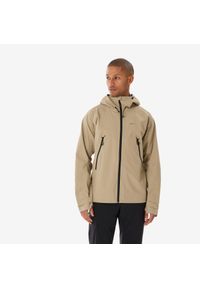 quechua - Kurtka turystyczna męska Quechua MH500 wodoodporna. Kolor: beżowy. Materiał: poliester, materiał, elastan. Sport: turystyka piesza #1