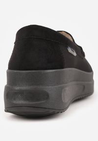 Born2be - Czarne Mokasyny na Platformie z Imitacji Zamszu Nossabel. Kolor: czarny. Materiał: zamsz. Obcas: na platformie #6