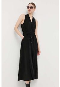 Max Mara Leisure sukienka kolor czarny maxi rozkloszowana. Kolor: czarny. Materiał: dzianina. Długość: maxi #5