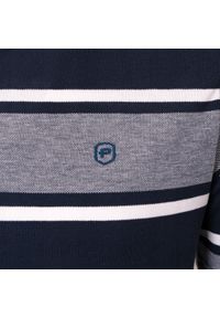 Bawełniana Koszulka Polo w Paski - Pako Jeans - Granat. Okazja: na co dzień. Typ kołnierza: polo. Kolor: niebieski. Materiał: bawełna. Wzór: prążki, paski. Styl: casual #6