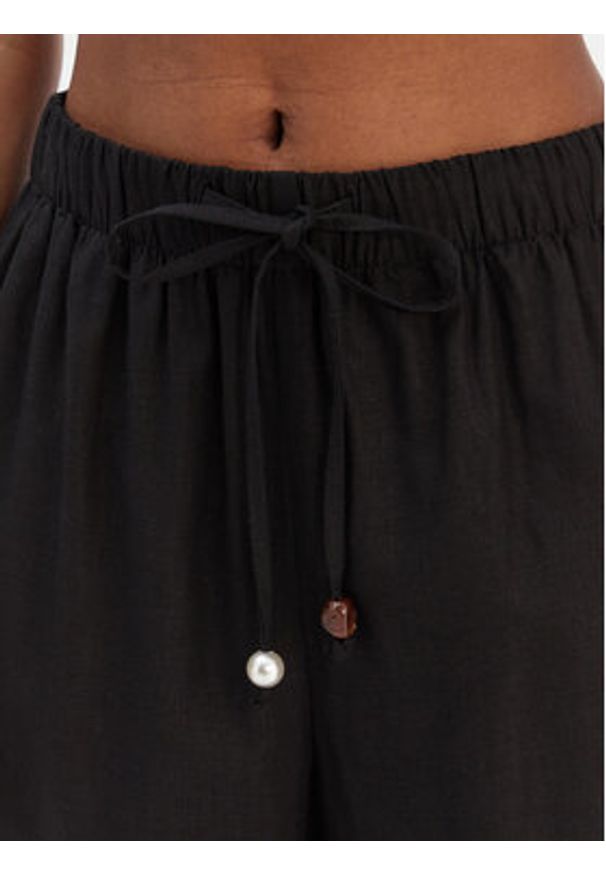Seafolly Spodnie materiałowe Palermo 55549-PA Czarny Wide Leg. Kolor: czarny. Materiał: len, wiskoza