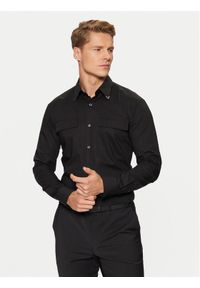 Hugo - HUGO Koszula Ermetal 50534281 Czarny Slim Fit. Kolor: czarny. Materiał: bawełna