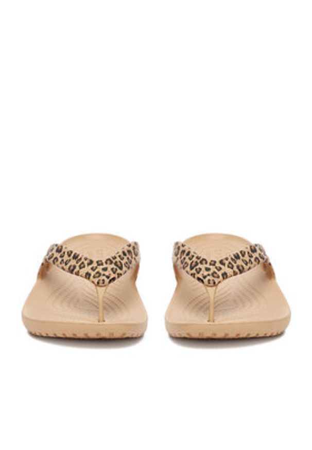 Crocs Japonki KADEE II LEOPARD FLIP W 206398-98R Beżowy. Kolor: beżowy