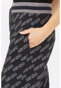 Kenzo - KENZO Czarne spodnie dresowe damskie w logo. Kolor: czarny. Materiał: dresówka