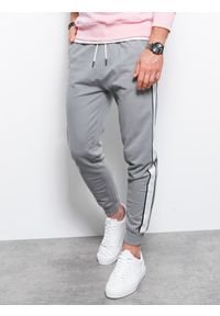 Ombre Clothing - Spodnie męskie dresowe joggery P951 - szare - XXL. Kolor: szary. Materiał: dresówka #6
