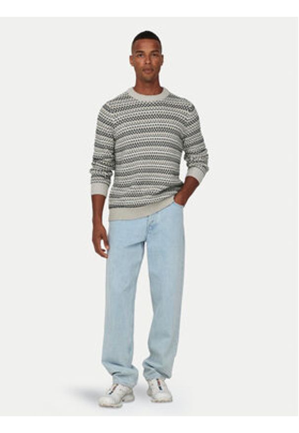 Only & Sons Sweter Musa 22027268 Beżowy Regular Fit. Kolor: beżowy. Materiał: syntetyk, bawełna