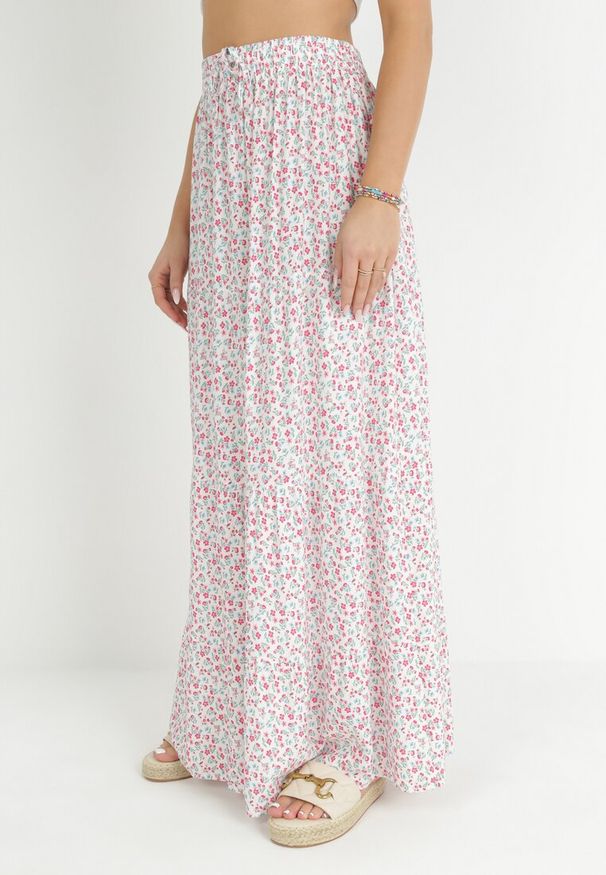 Born2be - Biała Bawełniana Spódnica Maxi w Kwiatki Amelix. Kolor: biały. Materiał: bawełna. Wzór: kwiaty