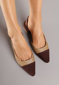 Renee - Brązowe Sandały Ozdobione Plecionką Magicgriddle. Okazja: na co dzień, na imprezę. Zapięcie: sprzączka. Kolor: brązowy. Materiał: jeans. Wzór: aplikacja. Obcas: na obcasie. Styl: casual, elegancki. Wysokość obcasa: średni #5