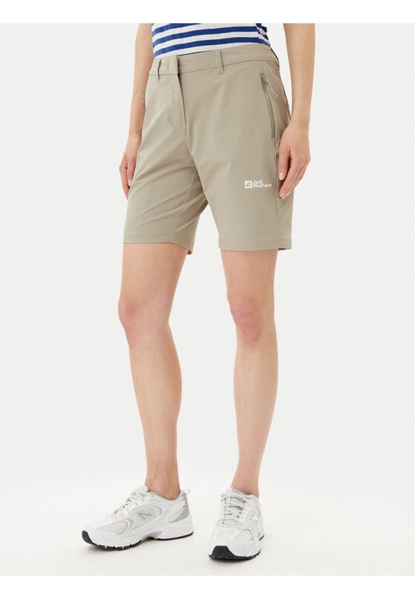 Jack Wolfskin Szorty sportowe Hikeout A63931 Beżowy Regular Fit. Kolor: beżowy. Materiał: syntetyk