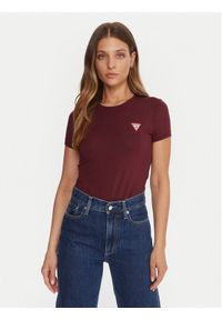 Guess T-Shirt W2YI44 J1314 Bordowy Regular Fit. Kolor: czerwony. Materiał: bawełna