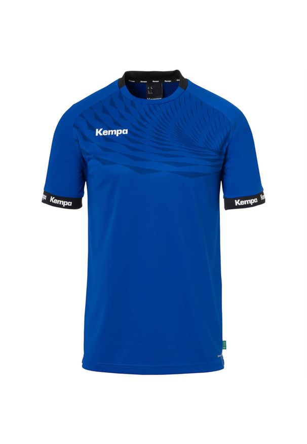 KEMPA - Koszulka dla dzieci Kempa Wave 26. Typ kołnierza: kołnierzyk kontrastowy. Kolor: wielokolorowy, niebieski, zielony. Wzór: napisy. Sport: piłka nożna