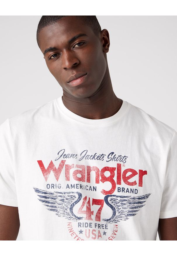 Wrangler - MESKA KOSZULKA WRANGLER AMERICANA TEE WORN WHITE 112320780