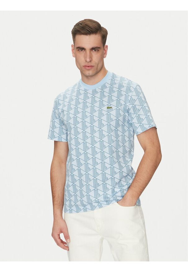 Lacoste T-Shirt TH2831 Błękitny Regular Fit. Kolor: niebieski. Materiał: bawełna