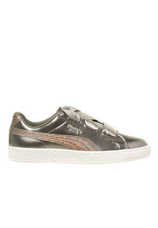 Buty do chodzenia dla dzieci Puma Basket Heart Lunar Lux JR. Zapięcie: sznurówki. Kolor: szary. Materiał: materiał, syntetyk. Szerokość cholewki: normalna. Sport: turystyka piesza